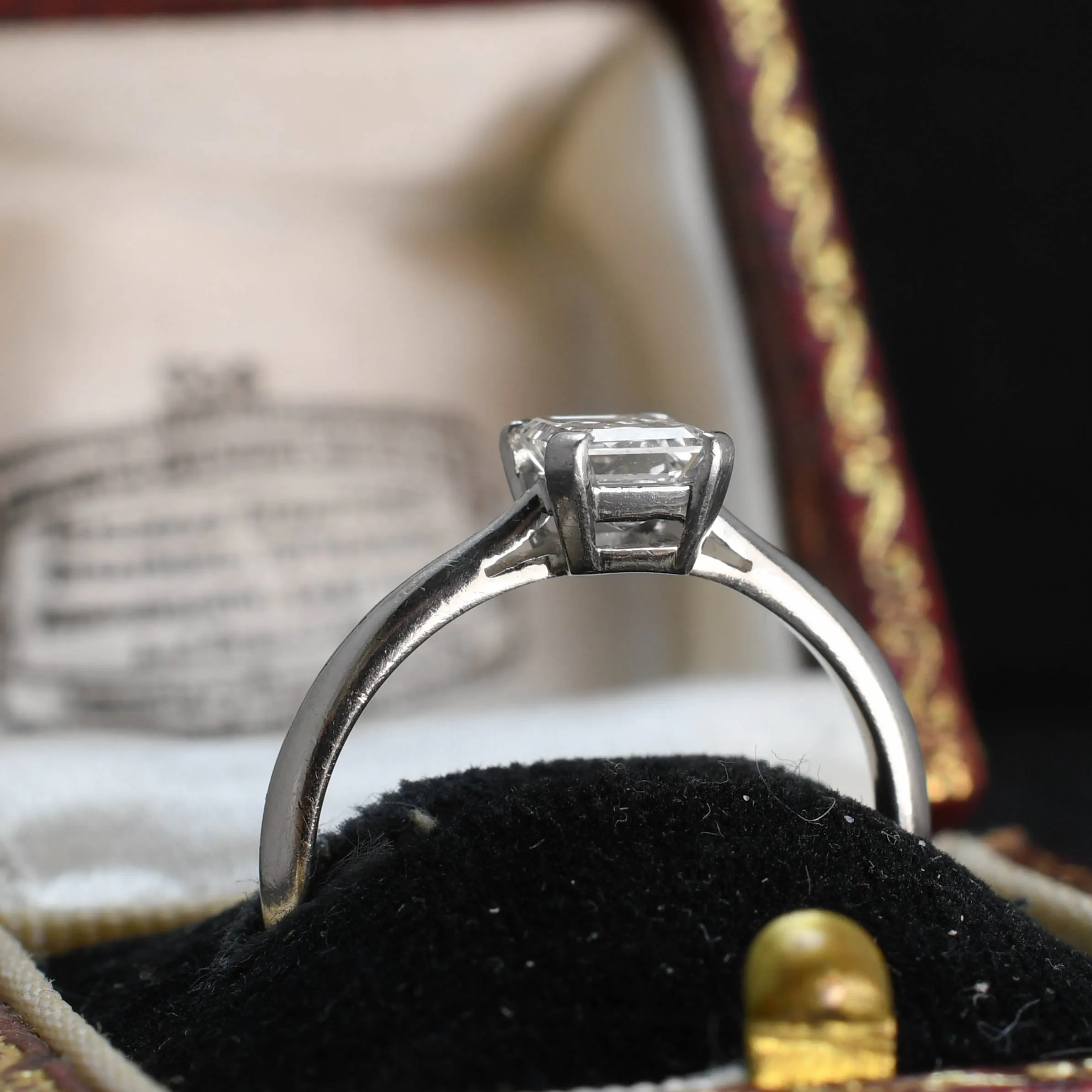 Reserved for Becky Vintage Emerald Cut Diamond Solitaire Engagement Ring
