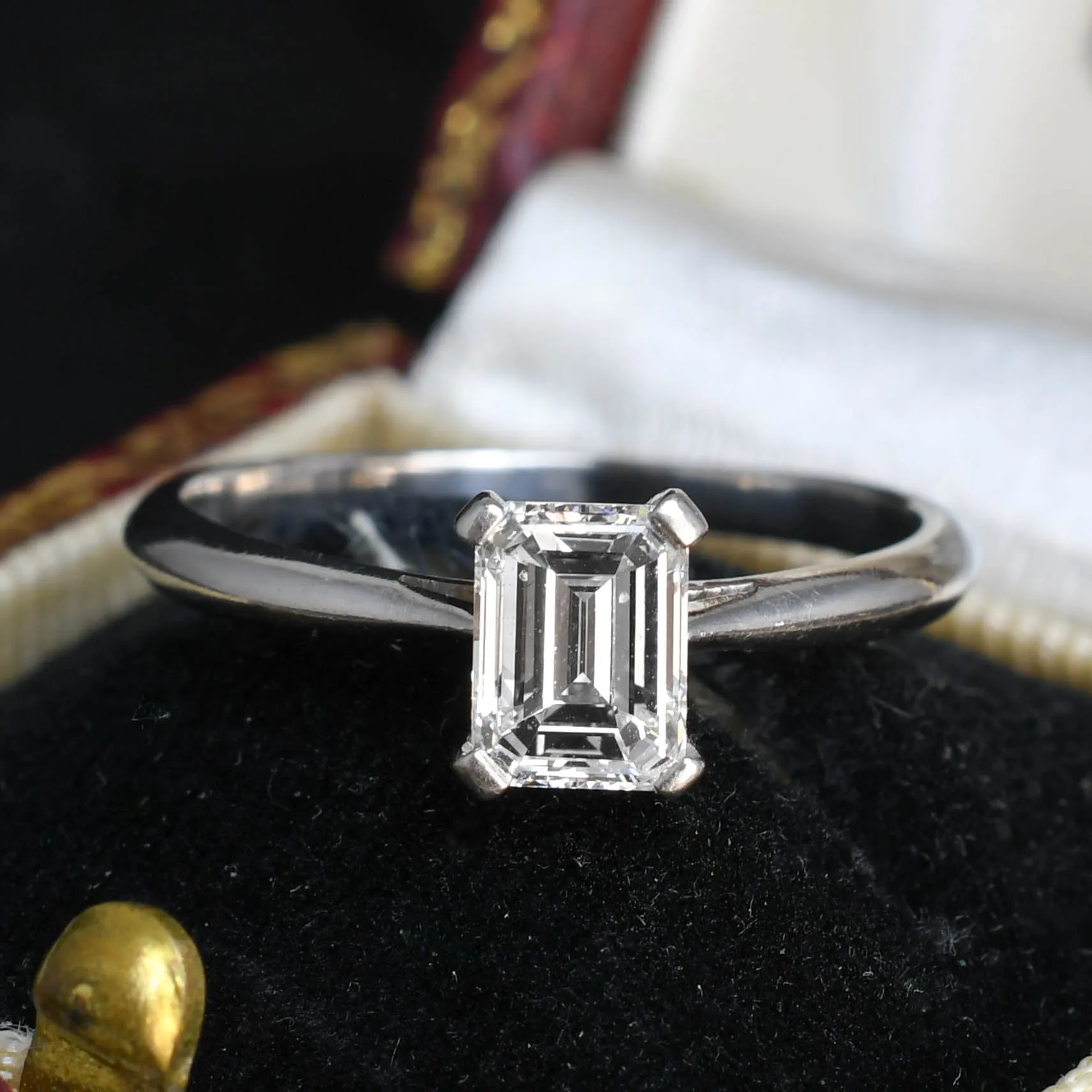 Reserved for Becky Vintage Emerald Cut Diamond Solitaire Engagement Ring