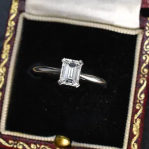 Reserved for Becky Vintage Emerald Cut Diamond Solitaire Engagement Ring