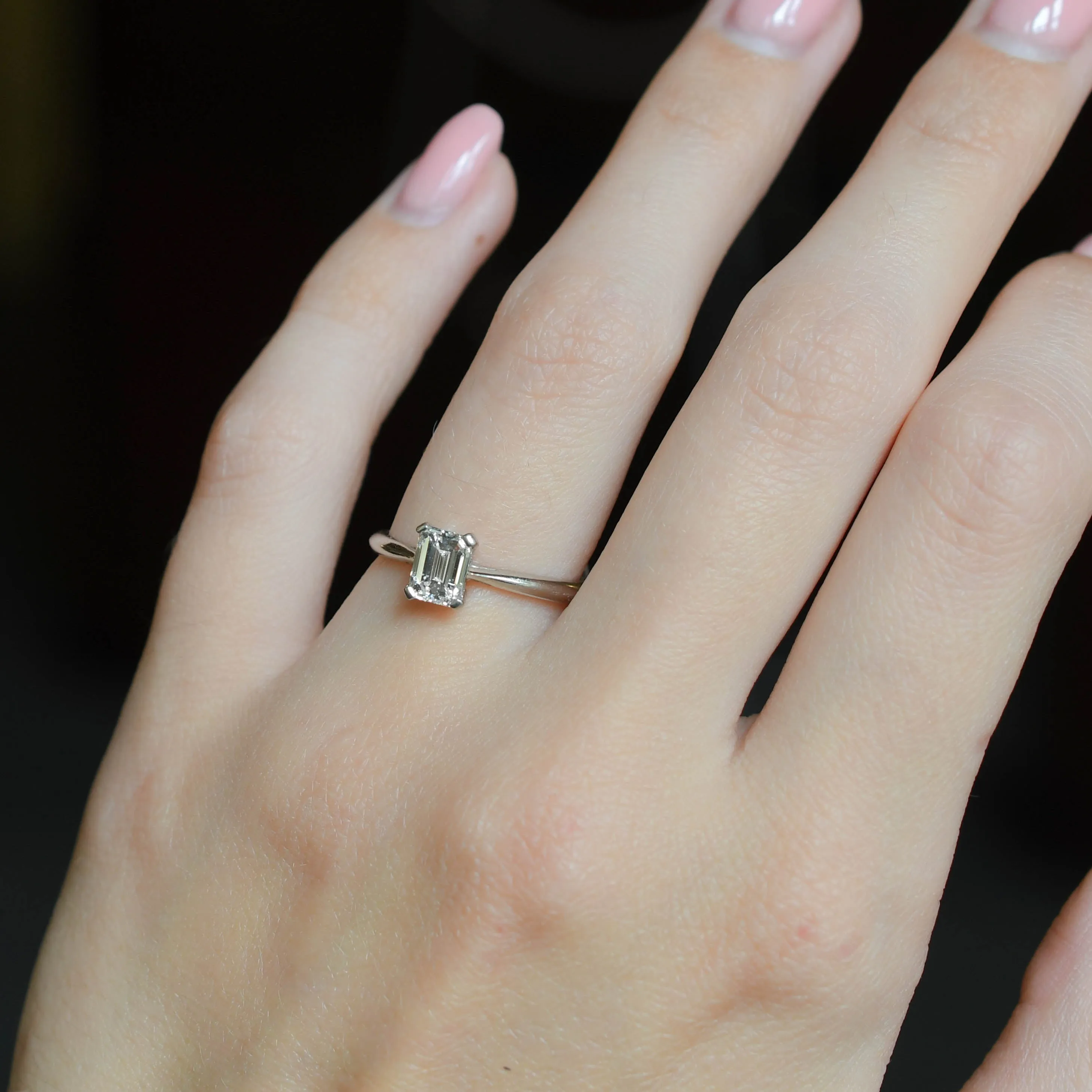 Reserved for Becky Vintage Emerald Cut Diamond Solitaire Engagement Ring