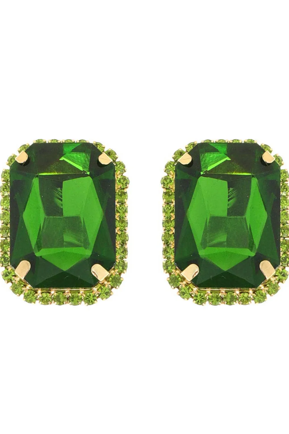 Rhinestone Octagon Cut Crystal Stud Earrings
