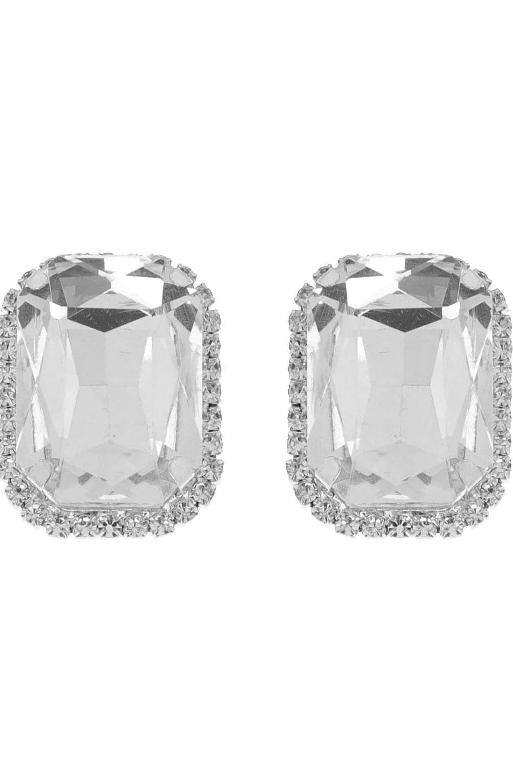 Rhinestone Octagon Cut Crystal Stud Earrings