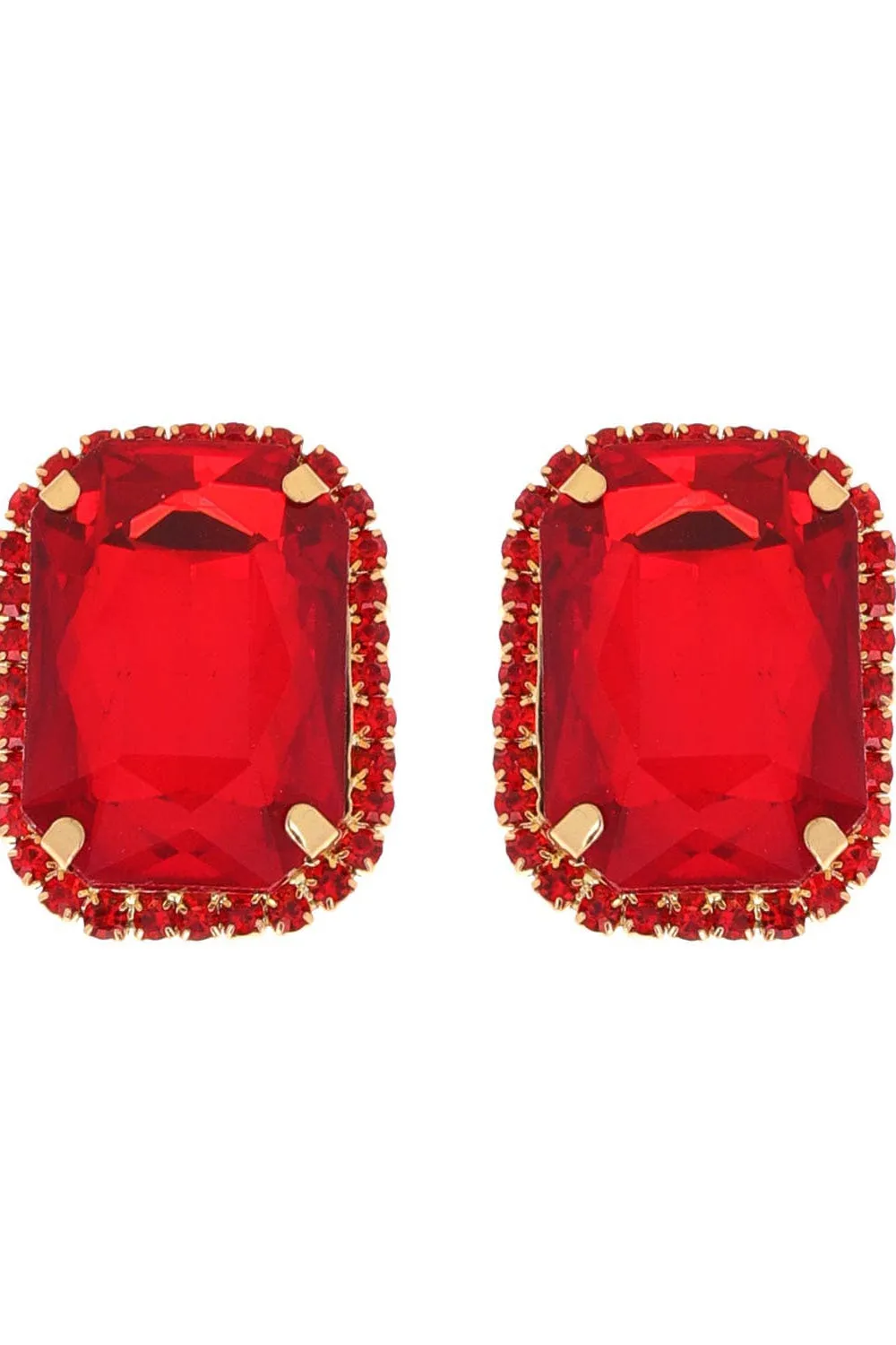 Rhinestone Octagon Cut Crystal Stud Earrings