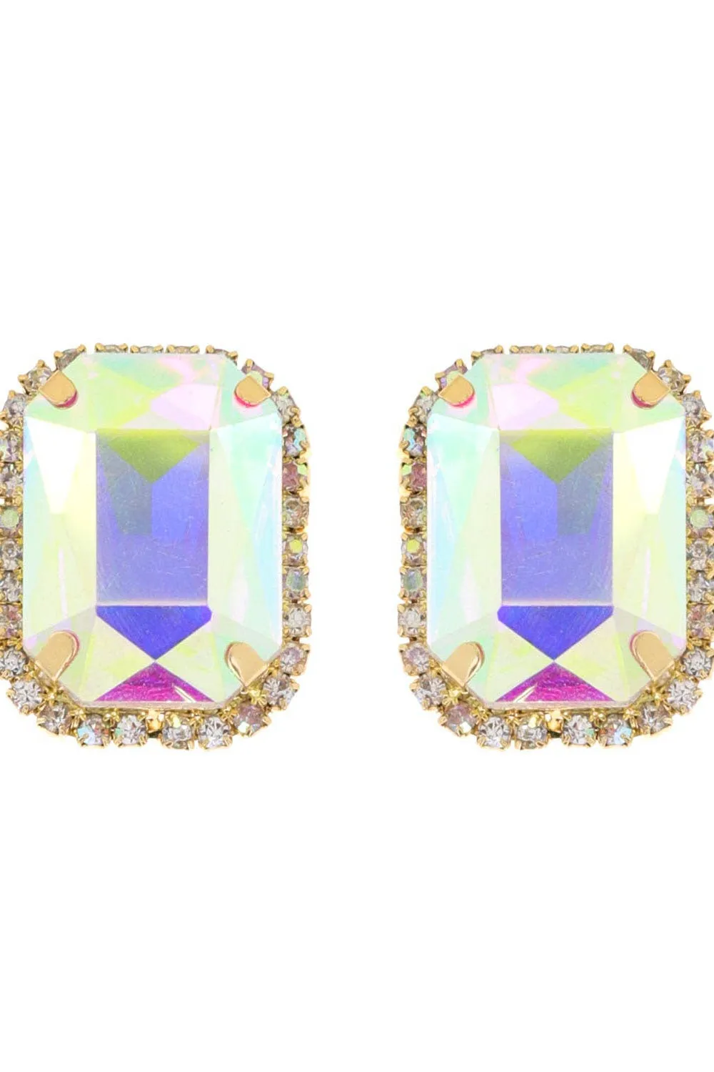 Rhinestone Octagon Cut Crystal Stud Earrings