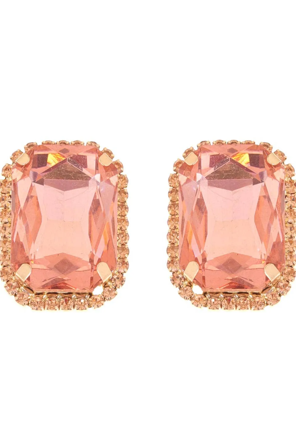 Rhinestone Octagon Cut Crystal Stud Earrings