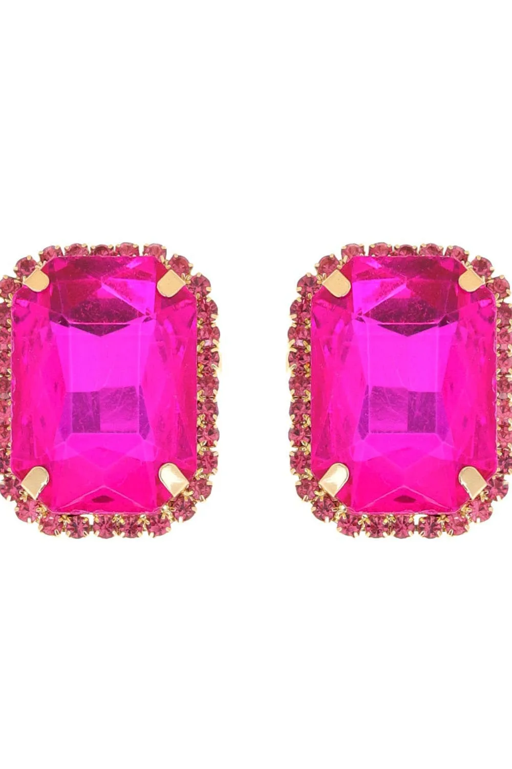 Rhinestone Octagon Cut Crystal Stud Earrings