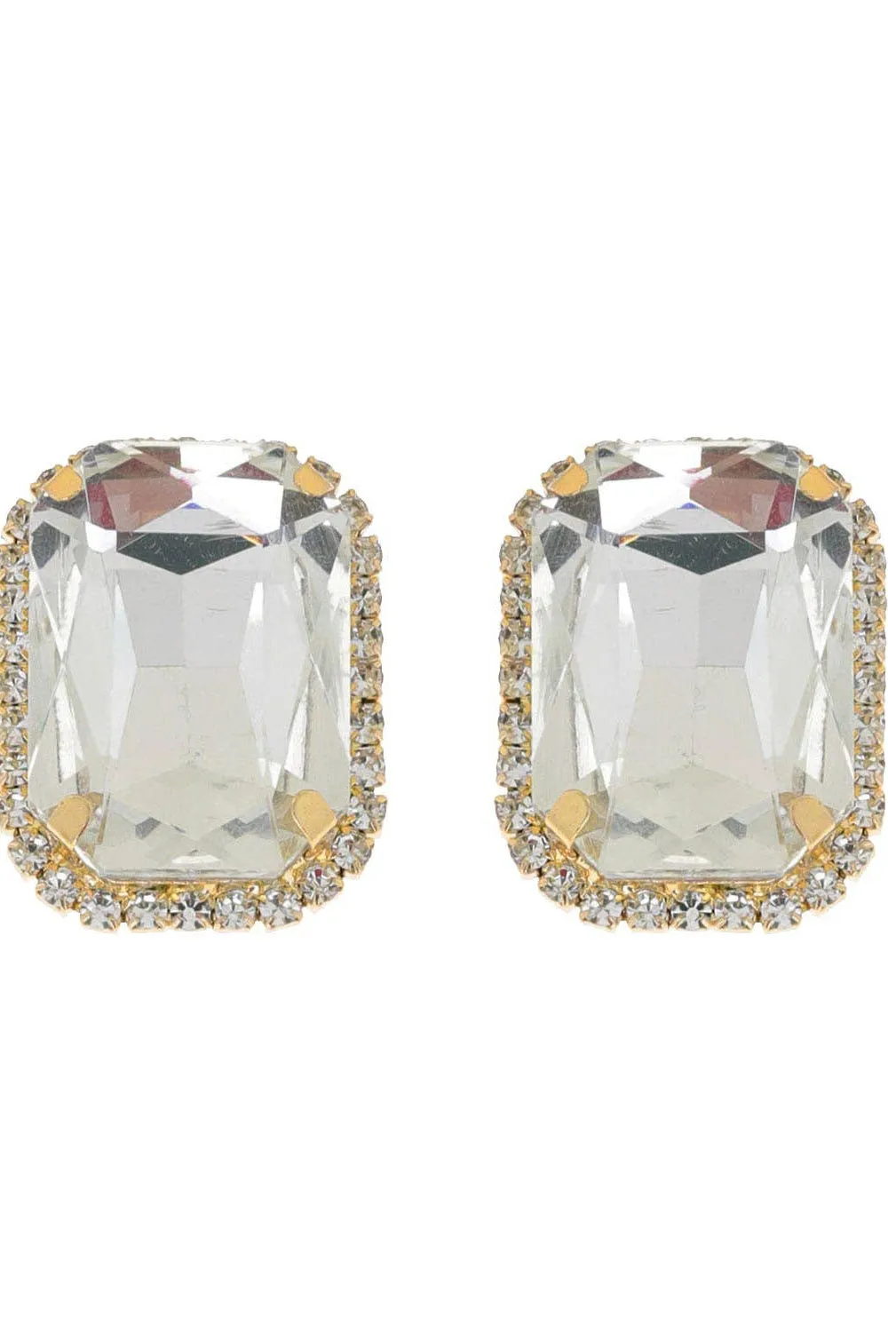 Rhinestone Octagon Cut Crystal Stud Earrings
