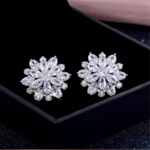 Rhinestones Crystal Snowflake Studs Earrings