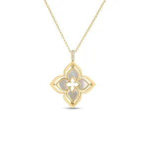 Roberto Coin Pirouette Diamond & Mother of Pearl Flower Necklace