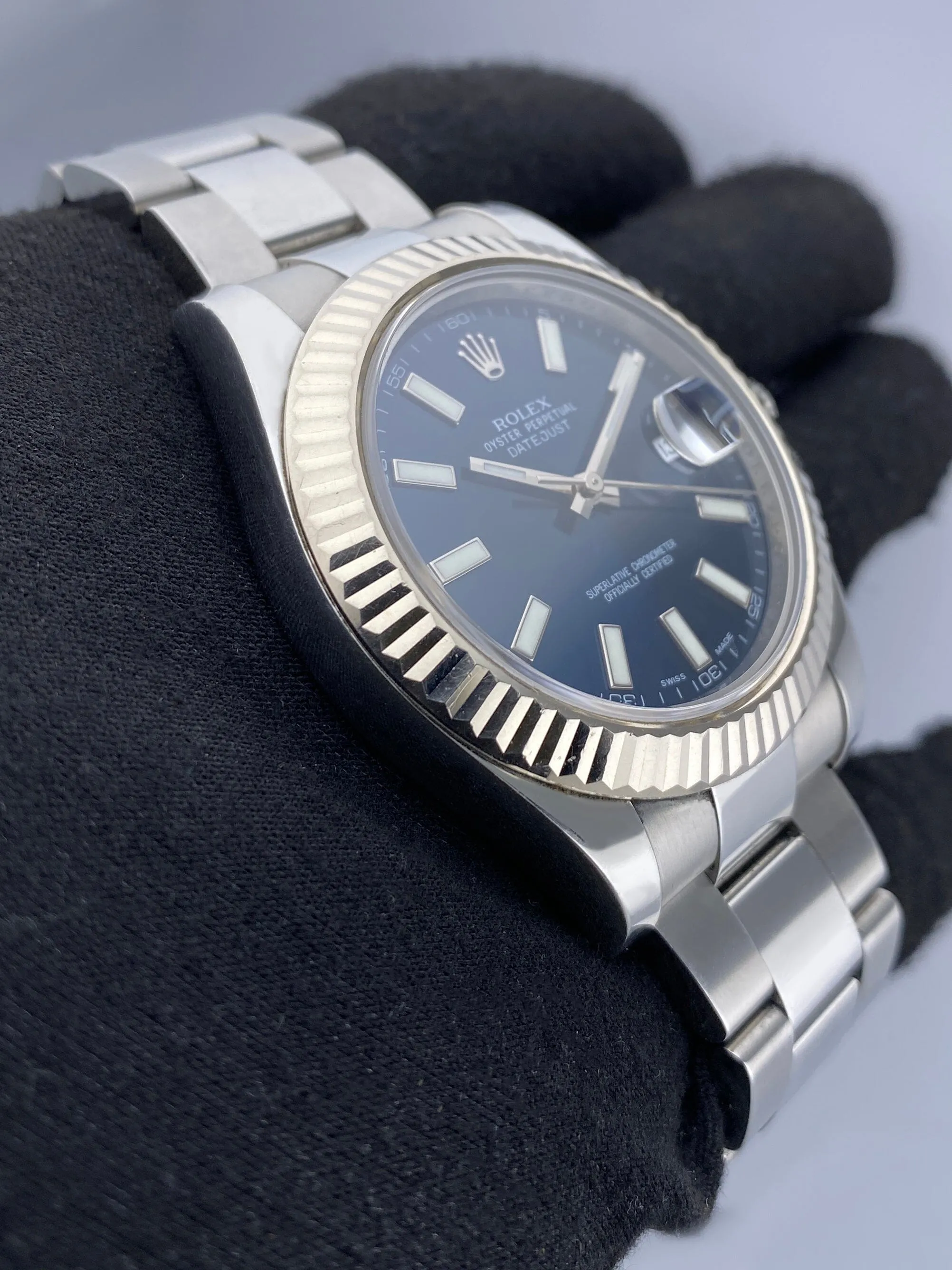 Rolex Datejust 41 116334 Blue Dial Mens Watch Box Papers