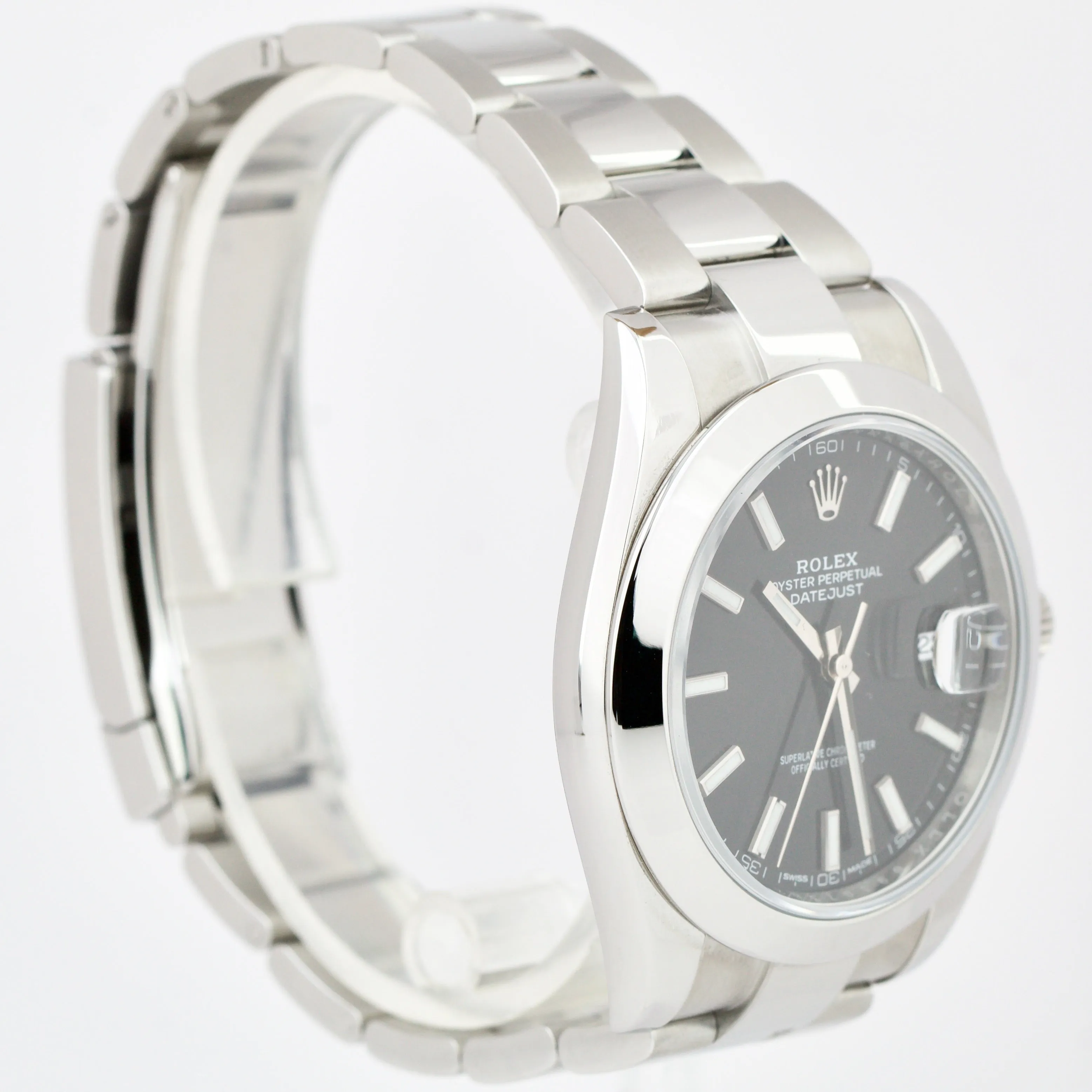 Rolex DateJust 41 Black 41mm Stainless Steel 126300 Oyster Watch BOX PAPERS