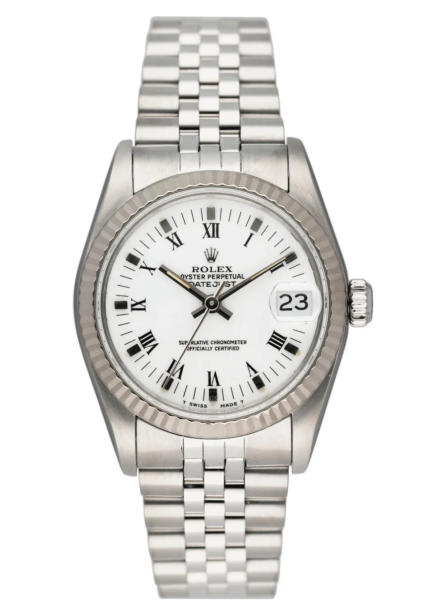 Rolex Datejust 68274 White Dial Midsize Watch