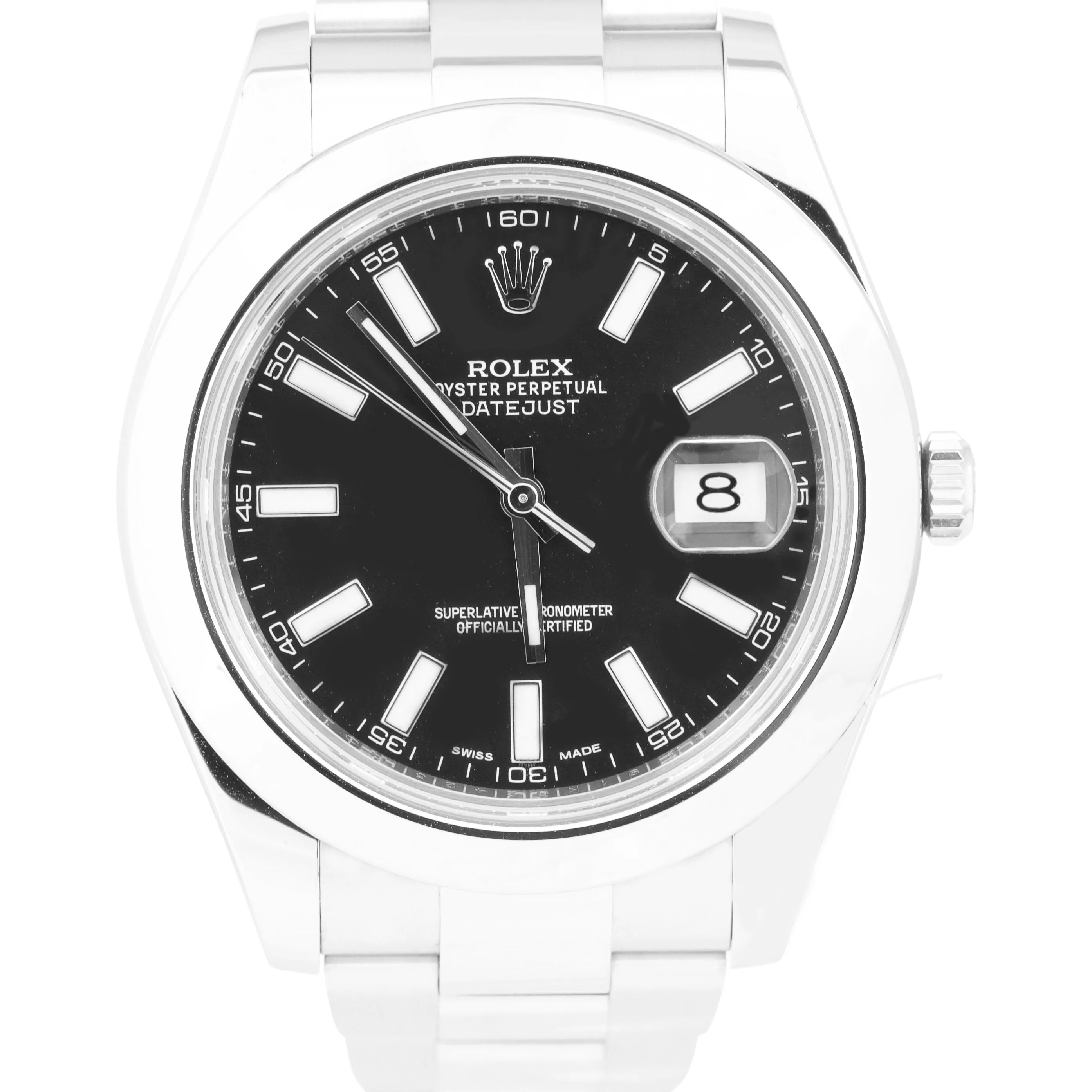 Rolex DateJust II Black Smooth Bezel Automatic Stainless Steel 116300 41mm Watch