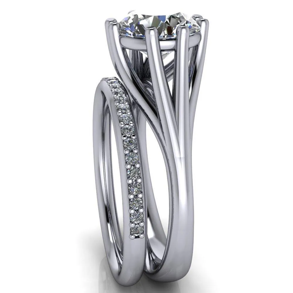 Roslyn Round Center Stone Double 4 Prong Split Shank Ring