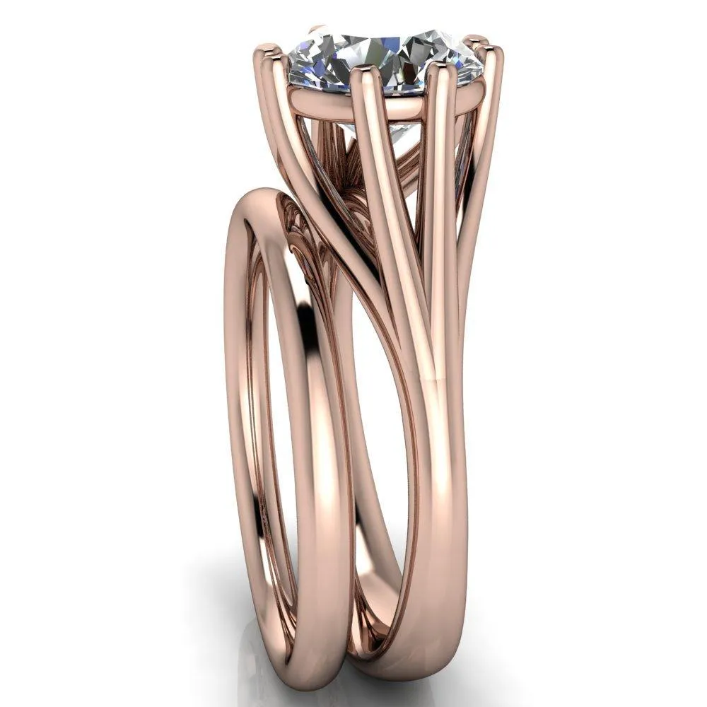 Roslyn Round Center Stone Double 4 Prong Split Shank Ring