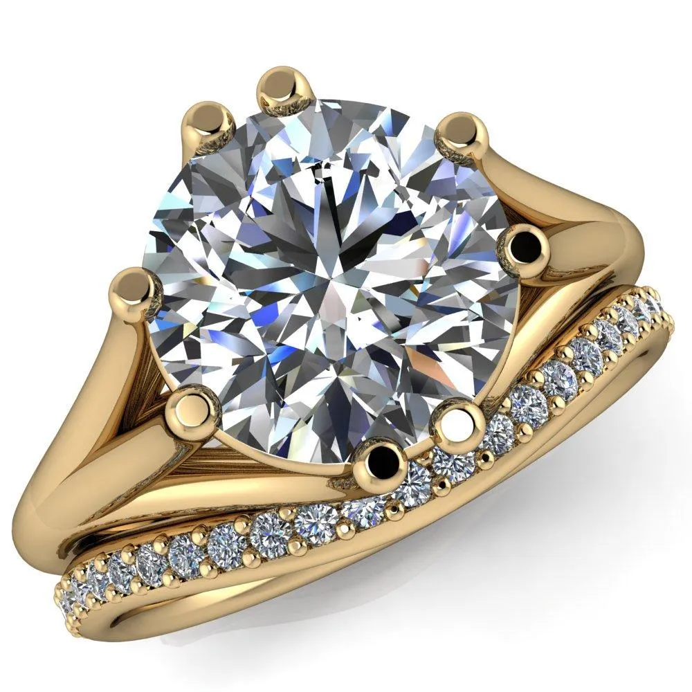 Roslyn Round Center Stone Double 4 Prong Split Shank Ring