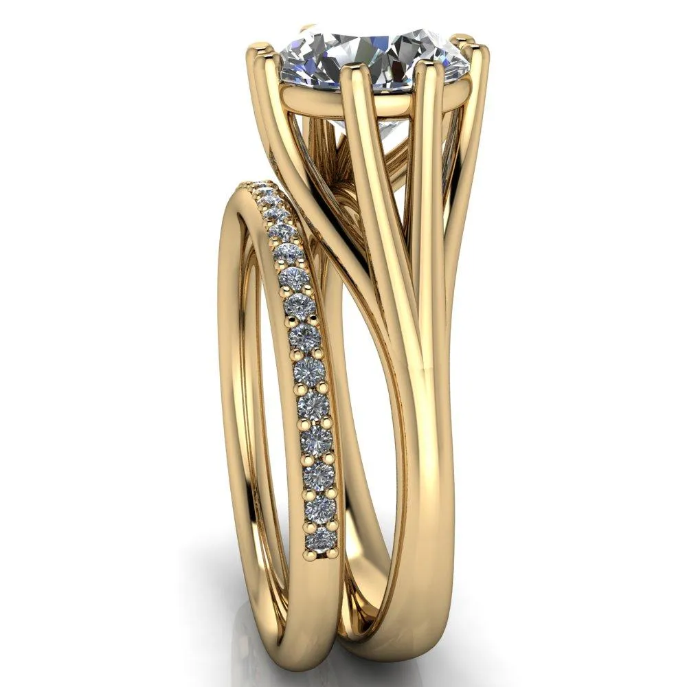 Roslyn Round Center Stone Double 4 Prong Split Shank Ring