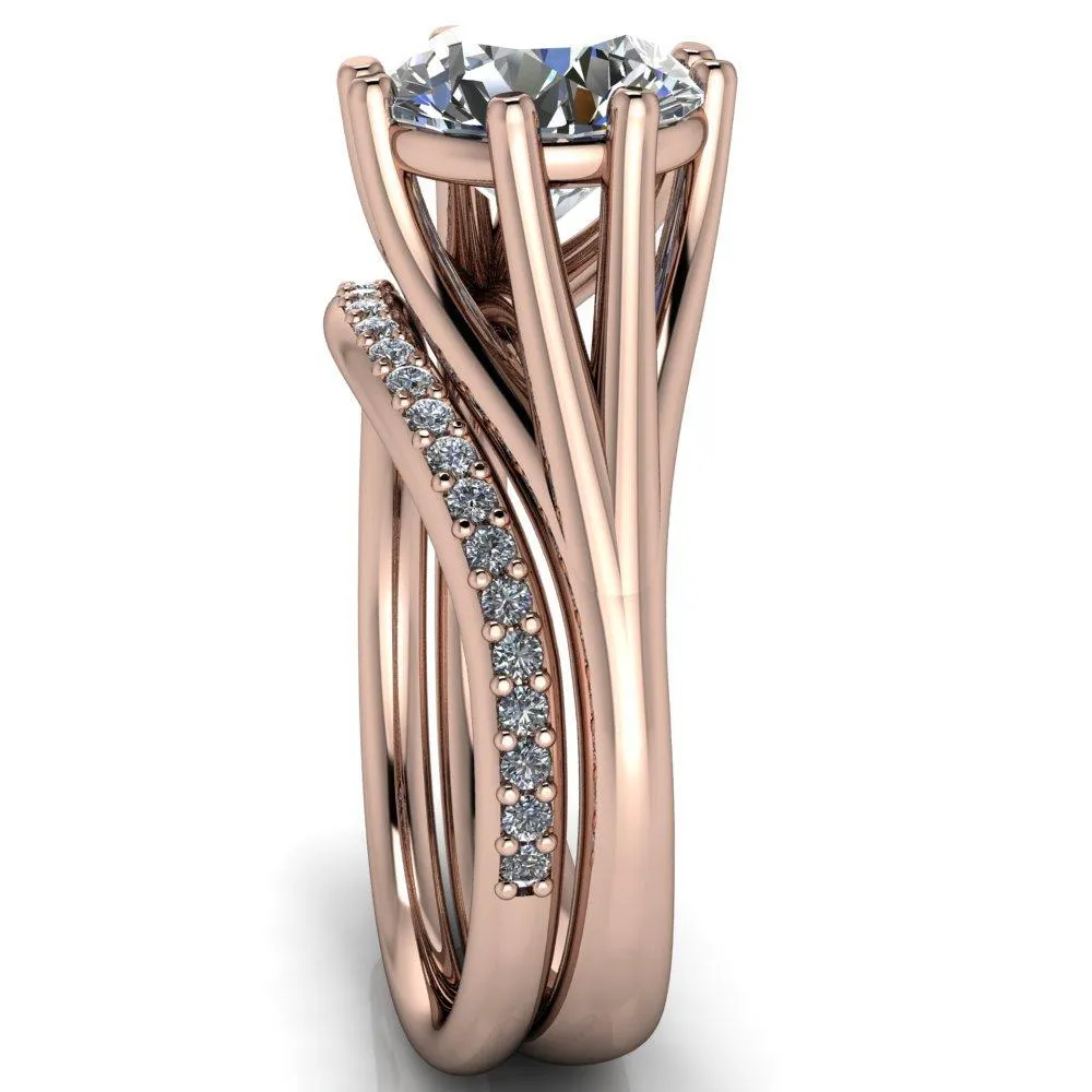 Roslyn Round Center Stone Double 4 Prong Split Shank Ring