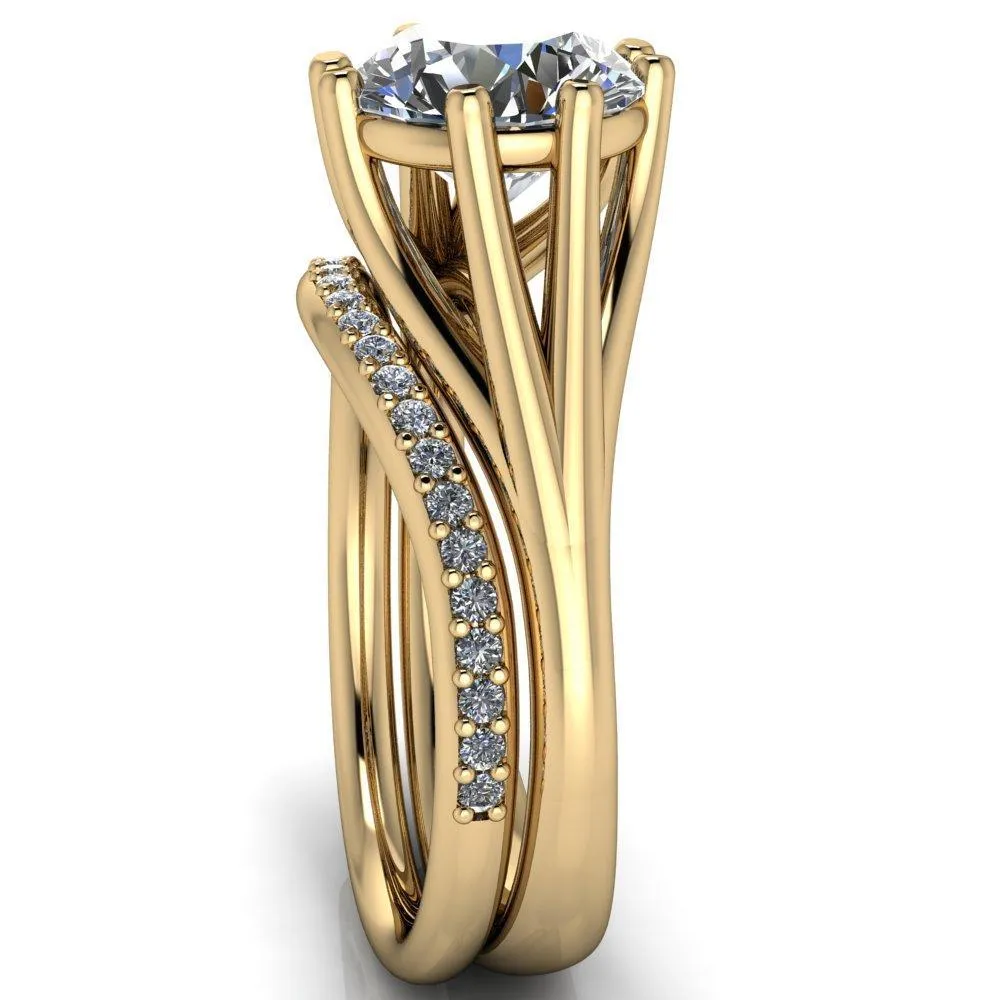 Roslyn Round Center Stone Double 4 Prong Split Shank Ring