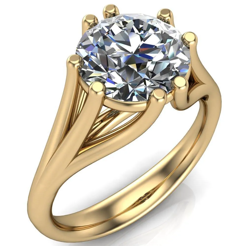 Roslyn Round Center Stone Double 4 Prong Split Shank Ring