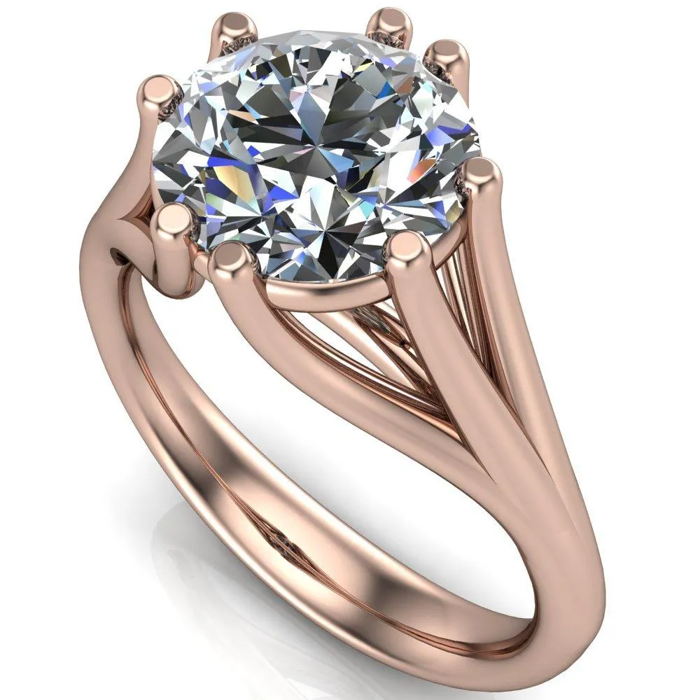 Roslyn Round Center Stone Double 4 Prong Split Shank Ring
