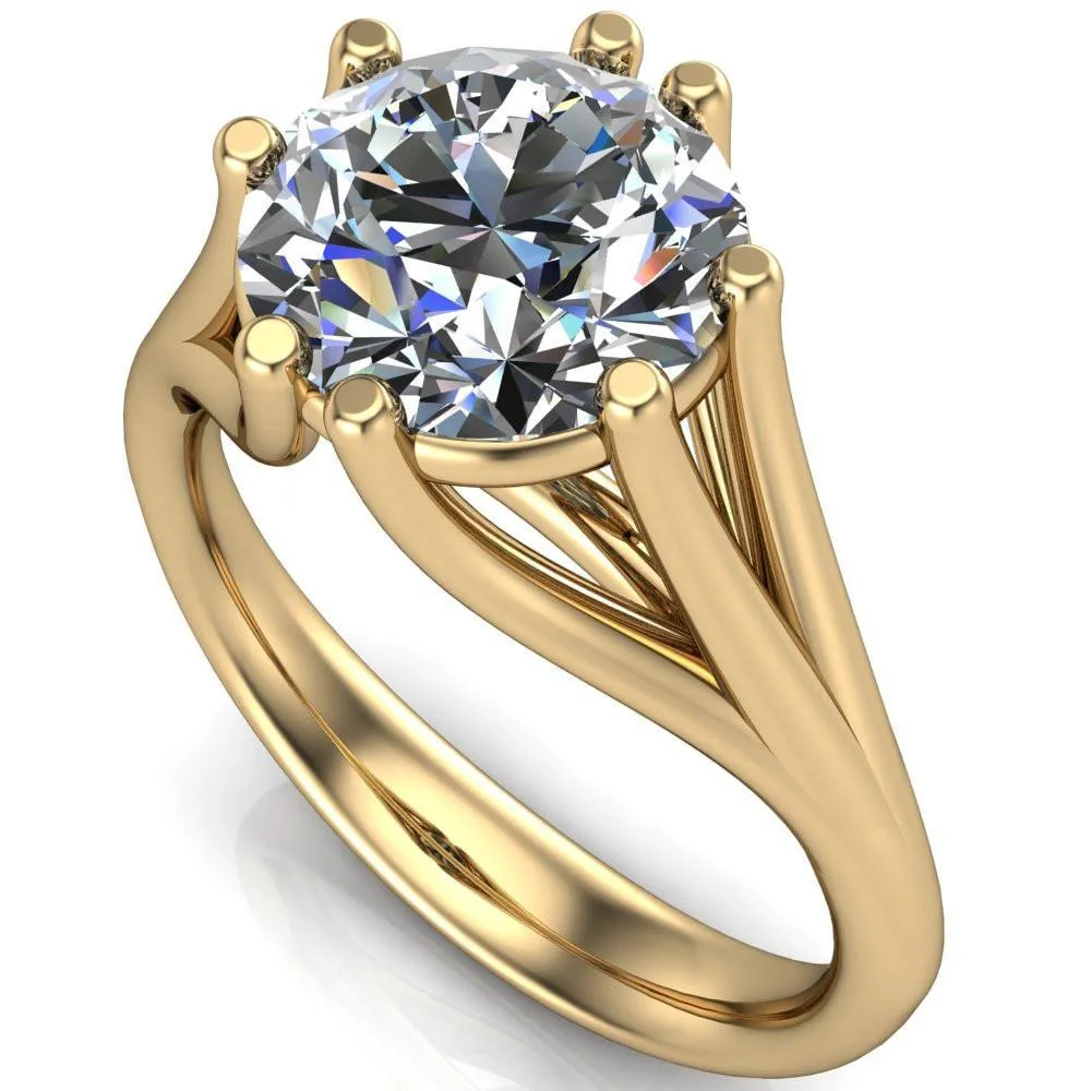 Roslyn Round Center Stone Double 4 Prong Split Shank Ring