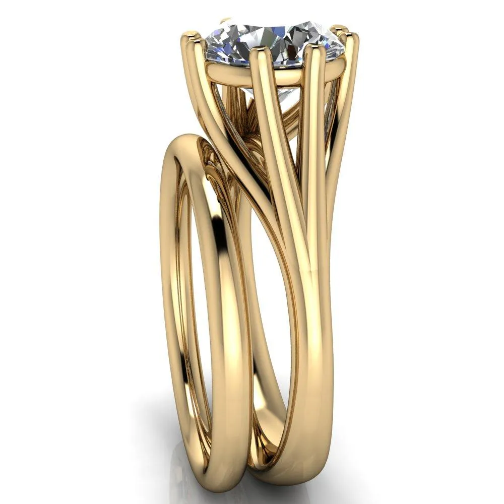 Roslyn Round Center Stone Double 4 Prong Split Shank Ring