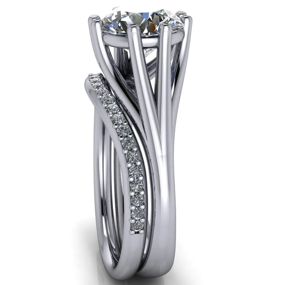 Roslyn Round Center Stone Double 4 Prong Split Shank Ring