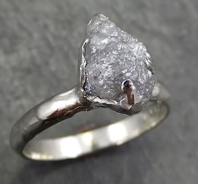 rough diamond engagement ring raw 14k white gold ring wedding diamond solitaire rough diamond ring byangeline 0642 Alternative Engagement