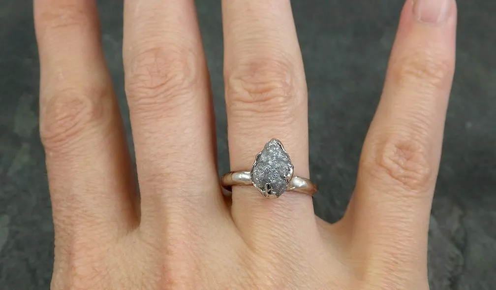 rough diamond engagement ring raw 14k white gold ring wedding diamond solitaire rough diamond ring byangeline 0642 Alternative Engagement