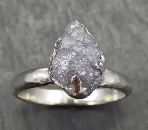 rough diamond engagement ring raw 14k white gold ring wedding diamond solitaire rough diamond ring byangeline 0642 Alternative Engagement