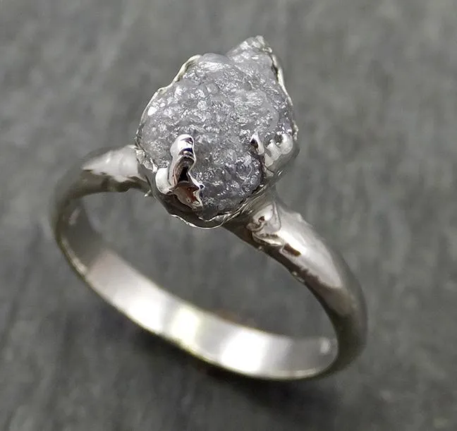 rough diamond engagement ring raw 14k white gold ring wedding diamond solitaire rough diamond ring byangeline 0642 Alternative Engagement