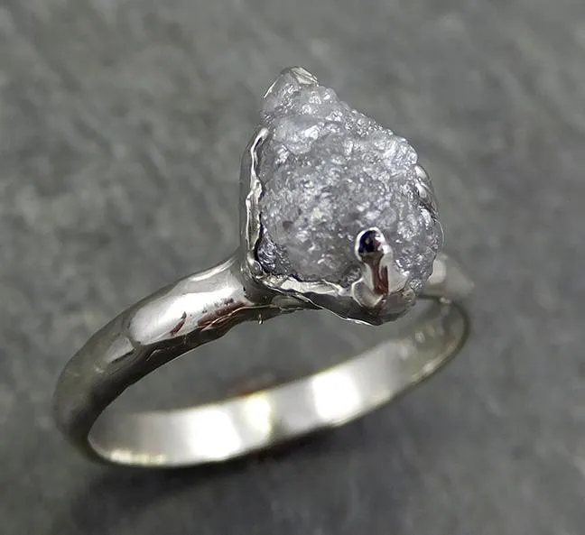 rough diamond engagement ring raw 14k white gold ring wedding diamond solitaire rough diamond ring byangeline 0642 Alternative Engagement