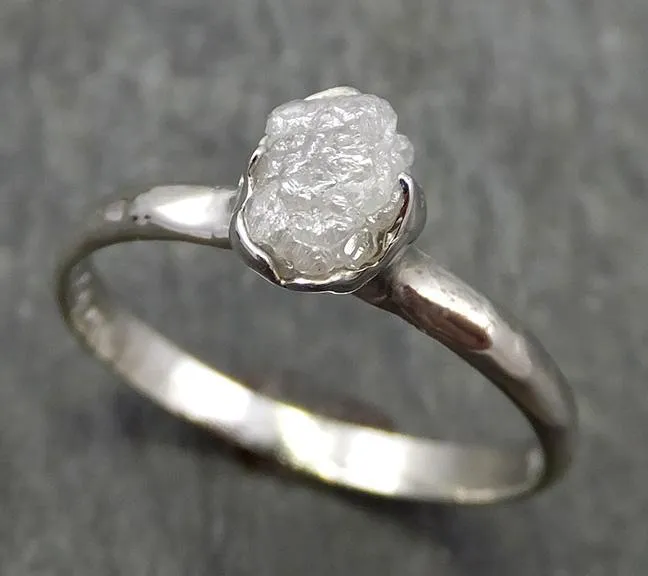 rough diamond engagement ring raw 14k white gold ring wedding diamond solitaire rough diamond ring byangeline 0658 Alternative Engagement