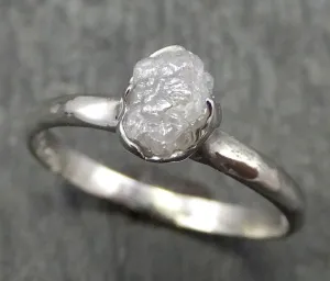 rough diamond engagement ring raw 14k white gold ring wedding diamond solitaire rough diamond ring byangeline 0658 Alternative Engagement
