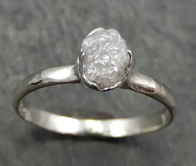 rough diamond engagement ring raw 14k white gold ring wedding diamond solitaire rough diamond ring byangeline 0658 Alternative Engagement
