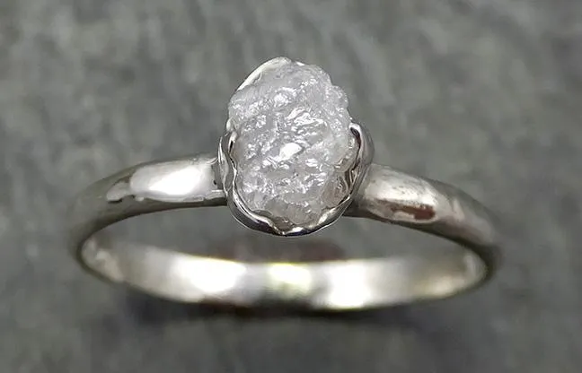 rough diamond engagement ring raw 14k white gold ring wedding diamond solitaire rough diamond ring byangeline 0658 Alternative Engagement