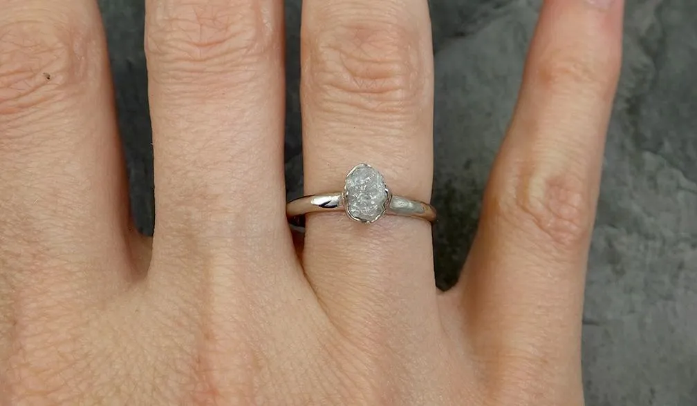 rough diamond engagement ring raw 14k white gold ring wedding diamond solitaire rough diamond ring byangeline 0658 Alternative Engagement