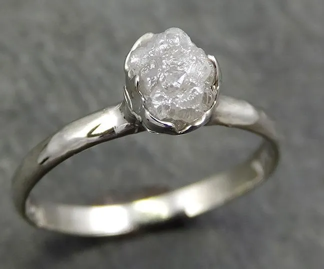 rough diamond engagement ring raw 14k white gold ring wedding diamond solitaire rough diamond ring byangeline 0658 Alternative Engagement