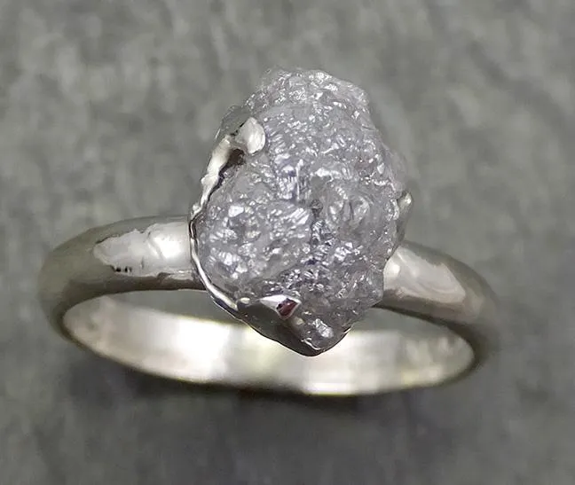 rough diamond engagement ring raw 14k white gold ring wedding diamond solitaire rough diamond ring byangeline 0659 Alternative Engagement