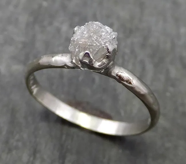 rough diamond engagement ring raw 14k white gold ring wedding diamond solitaire rough diamond ring byangeline 0659 Alternative Engagement