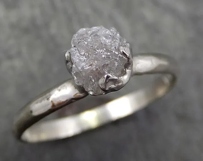 rough diamond engagement ring raw 14k white gold ring wedding diamond solitaire rough diamond ring byangeline 0659 Alternative Engagement