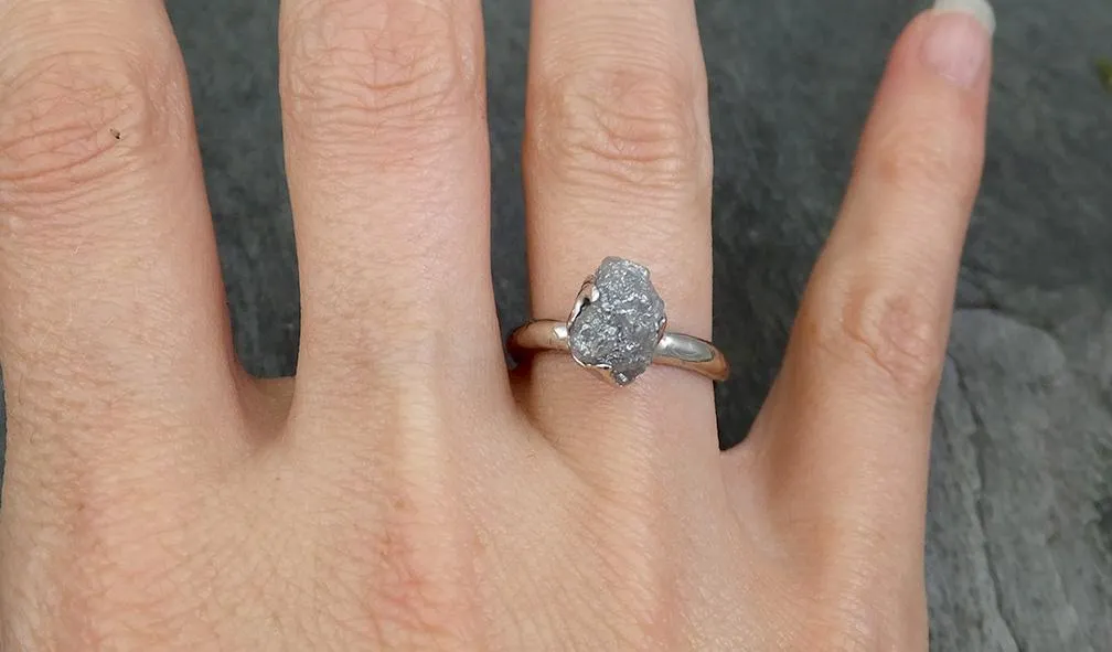 rough diamond engagement ring raw 14k white gold ring wedding diamond solitaire rough diamond ring byangeline 0659 Alternative Engagement