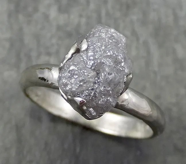 rough diamond engagement ring raw 14k white gold ring wedding diamond solitaire rough diamond ring byangeline 0659 Alternative Engagement