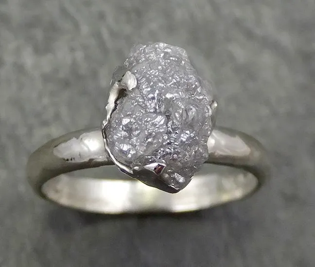 rough diamond engagement ring raw 14k white gold ring wedding diamond solitaire rough diamond ring byangeline 0659 Alternative Engagement