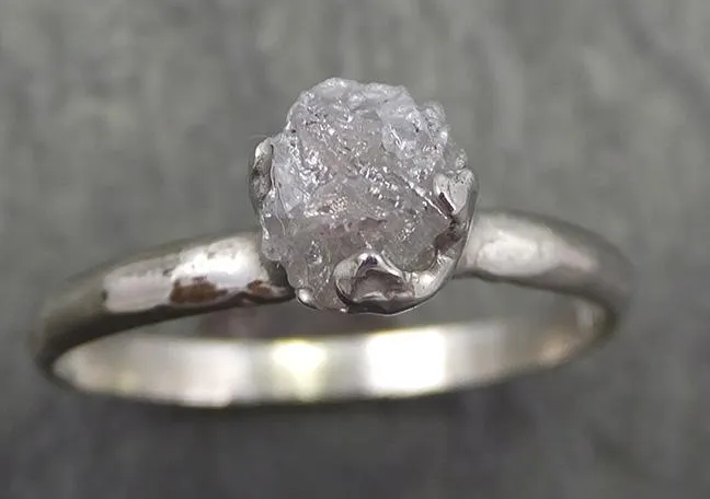 rough diamond engagement ring raw 14k white gold ring wedding diamond solitaire rough diamond ring byangeline 0659 Alternative Engagement
