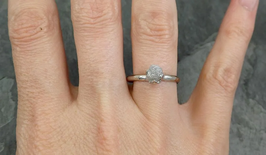 rough diamond engagement ring raw 14k white gold ring wedding diamond solitaire rough diamond ring byangeline 0659 Alternative Engagement