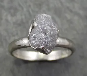 rough diamond engagement ring raw 14k white gold ring wedding diamond solitaire rough diamond ring byangeline 0659 Alternative Engagement
