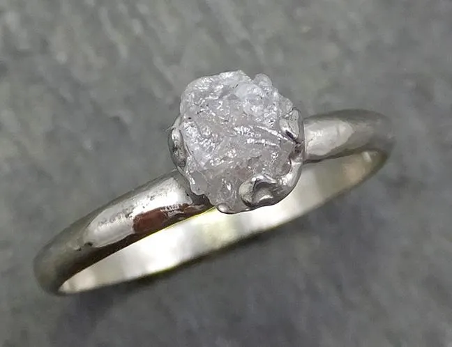 rough diamond engagement ring raw 14k white gold ring wedding diamond solitaire rough diamond ring byangeline 0659 Alternative Engagement