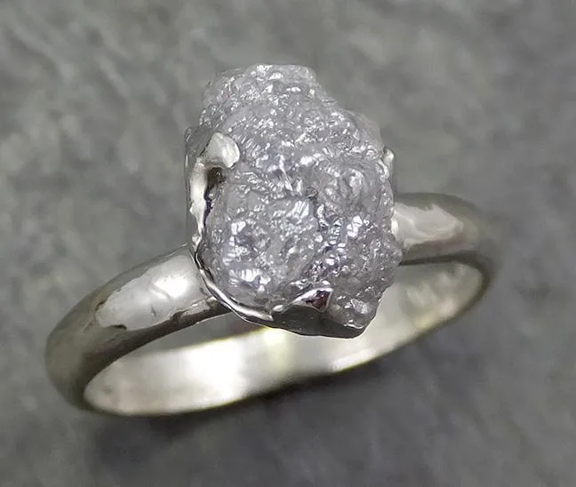 rough diamond engagement ring raw 14k white gold ring wedding diamond solitaire rough diamond ring byangeline 0659 Alternative Engagement